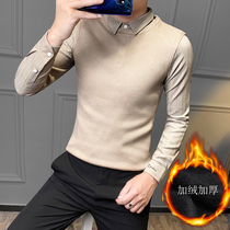 Mens sweater Winter delicacy Korean version Trend Business casual leave Two mens shirt collar for a low knitting knitwear