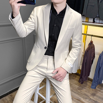 The Yuppie Handsome Suit Mens Delicate Korean Wind Inn Superior Sense Coat Men Light Lavish White Suit Suit Tide