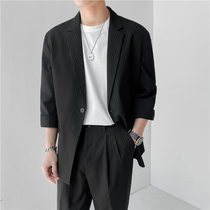 Light-cooked style suit jacket male summer thin section Korean version casual streaks loose 70% sleeves West suit man-ins tide card