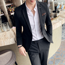 2022 spring Western-style suit Mens Korean version Leisure Inn Wind pure Thy fit in wedding suit Mens two sets