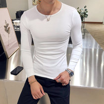 Long sleeve t-shirt man 2022 new trend round collar with pure color boys spring and summer blouses the trend to beat the bottom
