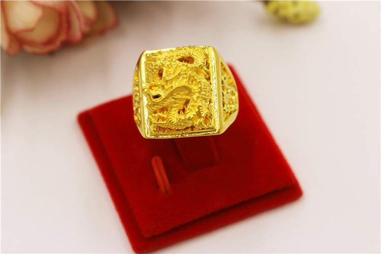 Mạ Việt Nam Shajin độc đoán Thời trang nam mở Rồng Nhẫn Euro Coin Đồng Vàng Vàng vượt thời gian 999 Trang sức nhẫn bạc pnj