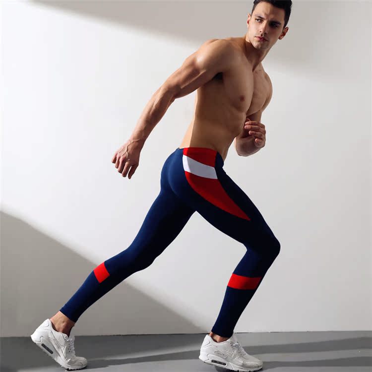 Giải phóng mặt bằng, quần mùa thu nam bó sát thể thao Quần legging nam eo thấp gợi cảm màu mỏng phù hợp với quần ấm quần legging