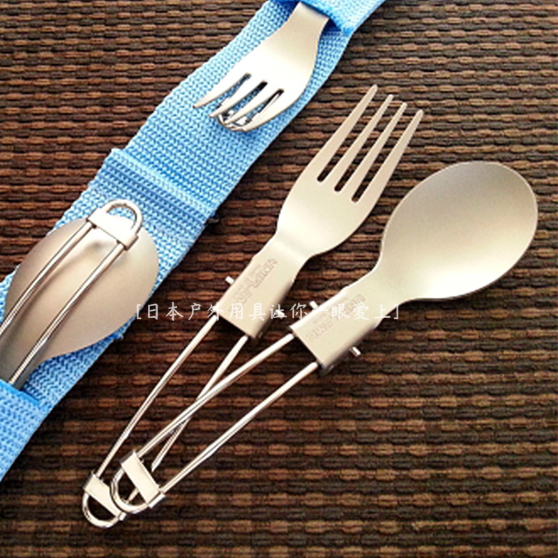 Japan UNIFLAME camping outdoor portable folding titanium alloy spoon and fork spot spoon tableware
