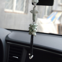 Catholic Holy Art Emerald Cross car pendant
