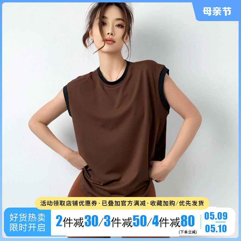 Mitaogirl Colored Short Sleeves T-Shirt Women Running Vest Campaign Shoulder-Lax Fitness Yoga Costume