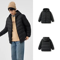 Черный с капюшоном-серый утиный пух