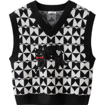 Balabala girls vest autumn and winter style pullover knitted vest for middle-aged and older children fashionable embroidered fashionable and sweet