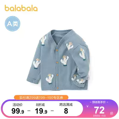 (Store delivery) Balabala baby sweater boys base shirt knitwear Spring and Autumn New cardigan long sleeve