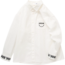 Bala Bala Boy Clothing Boy Shirt Spring Dress CUHK Child Long Sleeve Shirt Embroidered Fashion Tide White Ocean Qi