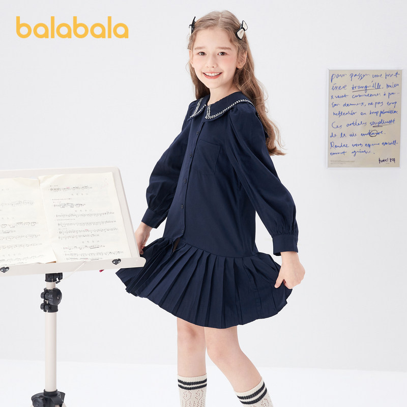 (sky cat U first) Balabala College Wind Navy collar dress-Taobao