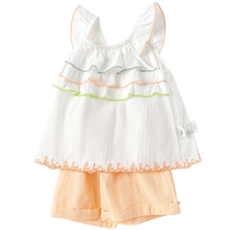 (Same style in the mall) Balabala childrens suit girls short-sleeved two-piece summer suit 2024 new style exquisite and cute