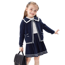 Bala Bala Children Dress Girl Long Sleeve Suit Dress Autumn Clothing Childrens College Wind two sets of Yangqi Baby Boomers