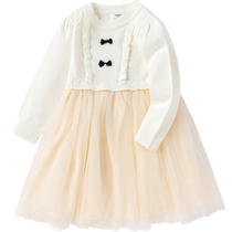 Balabala childrens clothing girls dress bow mesh skirt childrens autumn clothing childrens skirt fashionable and sweet style