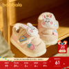 Balabala Children's Shoes Children's Slippers Plus Velvet Warm Girls Boys Home Shoes Bags Heels 2025 New Winter Cotton Shoes
