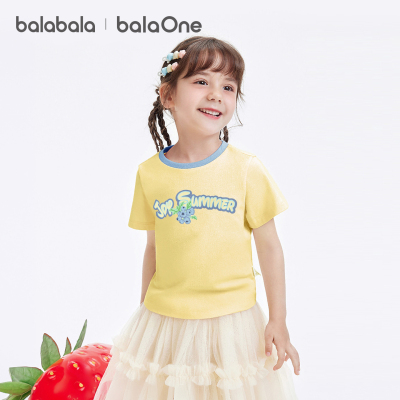 Balabala Kidsren's Clothing Girls' Baby Short-Sleeved T-Shirt Kidsren's 2026 New Summer Clothing Big Kidsren's Moisture-Absorbent Quick-Drying Tops — 1