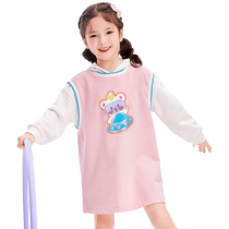 Balabala childrens clothing girls dresses autumn clothes childrens fashionable childrens cartoon print skirts long-sleeved hooded fashion