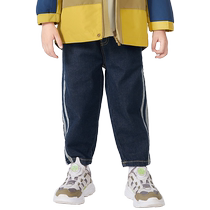 Balabala boys jeans childrens loose sports style trousers autumn childrens clothing contrasting color stitching trousers fashionable