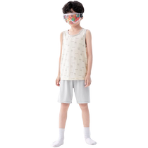 Balabala childrens pajamas boys summer thin home clothes moisture-absorbent quick-drying air-conditioned clothes suit vest bottoming