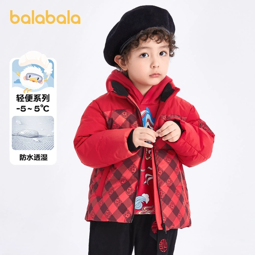 巴拉巴拉 Удерживающий тепло детский пуховик, костюм мальчика цветочника, весенняя красная модная куртка, детская одежда