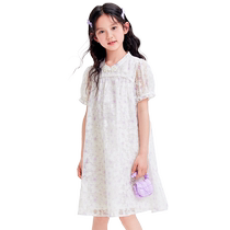 (Same style in the mall) Balabala childrens dress 2024 new summer dress big girl skirt national style gauze skirt