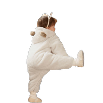 Balabala childrens jumpsuit baby autumn and winter outing childrens wear bodysuit coral velvet comfortable baby