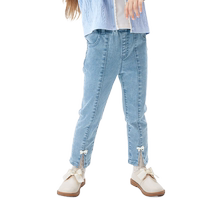 Balabala childrens pants autumn childrens clothing girls trousers baby jeans bow embellishment comfortable and stylish