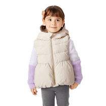 Balabala childrens clothing childrens vest girls versatile solid color coat autumn and winter cute puff hat childrens top trendy