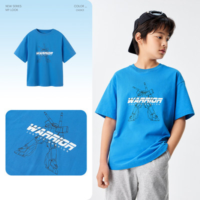 Balabala Short Sleeve Tops Casual Pure Cotton Children's Clothing — 2