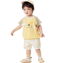 Balabala baby boy short-sleeved suit baby girl fashionable baby clothes 2024 summer new style