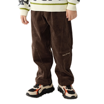 Balabala childrens clothing childrens pants 2024 new plus velvet boys middle and large childrens trousers autumn and winter corduroy warm