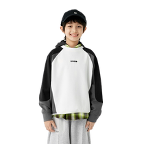 (Same style in the mall) Balabala childrens clothing boys sweatshirt long-sleeved tops 2024 new autumn clothing contrasting color stitching