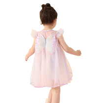 Balabala Childrens Skirt 2024 New Summer Girls Dress Sweet Gradient Mesh Skirt Exquisite Embroidery