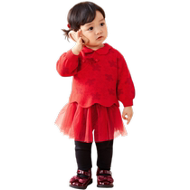 Balabala Childrens Clothing Girls Suit 2024 New Childrens Baby Spring Clothing New Years Season Baby Two-piece Set Cute and Fun