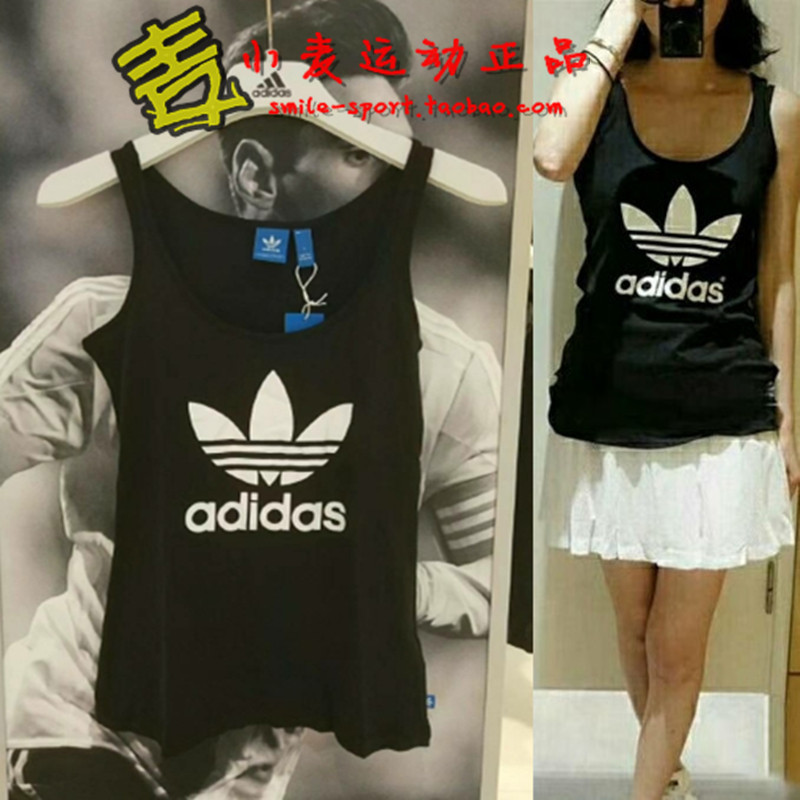 Adidas/Adidas Trefoil Classic Black and White Logo Women's Casual Vest Aj8095