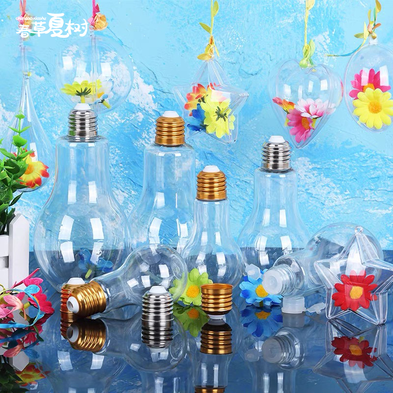 Back-To-School Season Gift Plastic Transparent Beverage Light Bulb Bottle DIY Material Kit Indoor Corridor Hanging Decoration