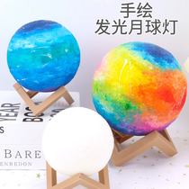 Hand-painted planet lamp diy moon lamp Halloween gift practical party painted handmade material package warm-up salon