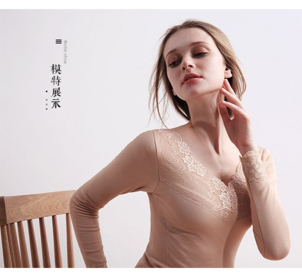Đầm ren cổ chữ V dày cộng với cơ thể liền mạch Chất liệu đồ lót nữ mỏng, áo thun nữ màu cơ bản áo nâng ngực