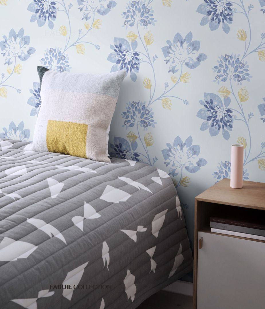 Ai Jia pure paper Nordic simple big flower abstract art flower wallpaper girl bedroom wedding room background wall wallpaper