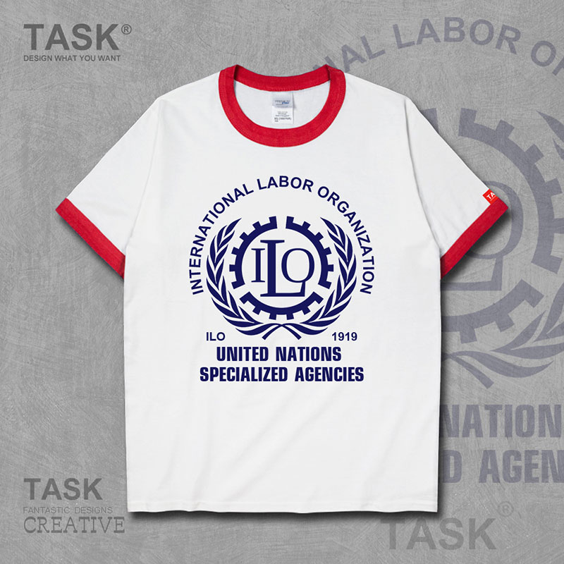 NHIỆM VỤ LIÊN HIỆP QUỐC TẾ LAO ĐỘNG TỔ CHỨC ILO LOGO ngắn tay thun thể thao cho nam và nữ bông T-shirt