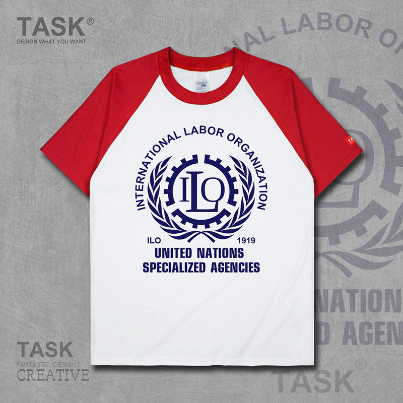 NHIỆM VỤ LIÊN HIỆP QUỐC TẾ LAO ĐỘNG TỔ CHỨC ILO LOGO ngắn tay thun thể thao cho nam và nữ bông T-shirt