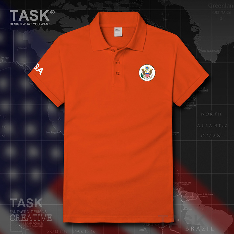 Thể thao TASK USA USA nam Lập Polo Shirt quốc gia Đội bóng ngắn tay áo T-Shirt