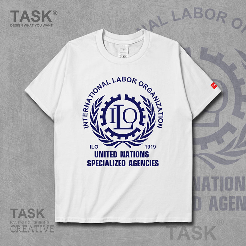 NHIỆM VỤ LIÊN HIỆP QUỐC TẾ LAO ĐỘNG TỔ CHỨC ILO LOGO ngắn tay thun thể thao cho nam và nữ bông T-shirt