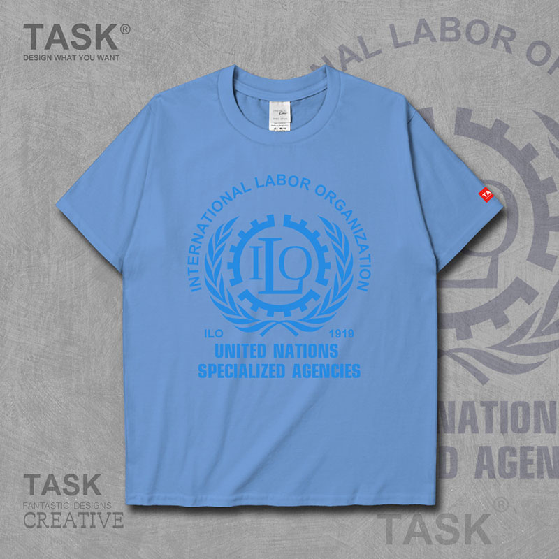 NHIỆM VỤ LIÊN HIỆP QUỐC TẾ LAO ĐỘNG TỔ CHỨC ILO LOGO ngắn tay thun thể thao cho nam và nữ bông T-shirt