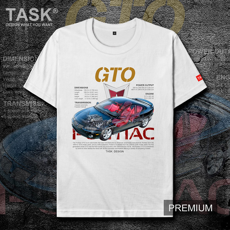 Mỹ xe thể thao xe cơ bắp xe TASK Pontiac GTO cao-powered ngắn tay áo thun nam và mùa hè áo khoác phụ nữ