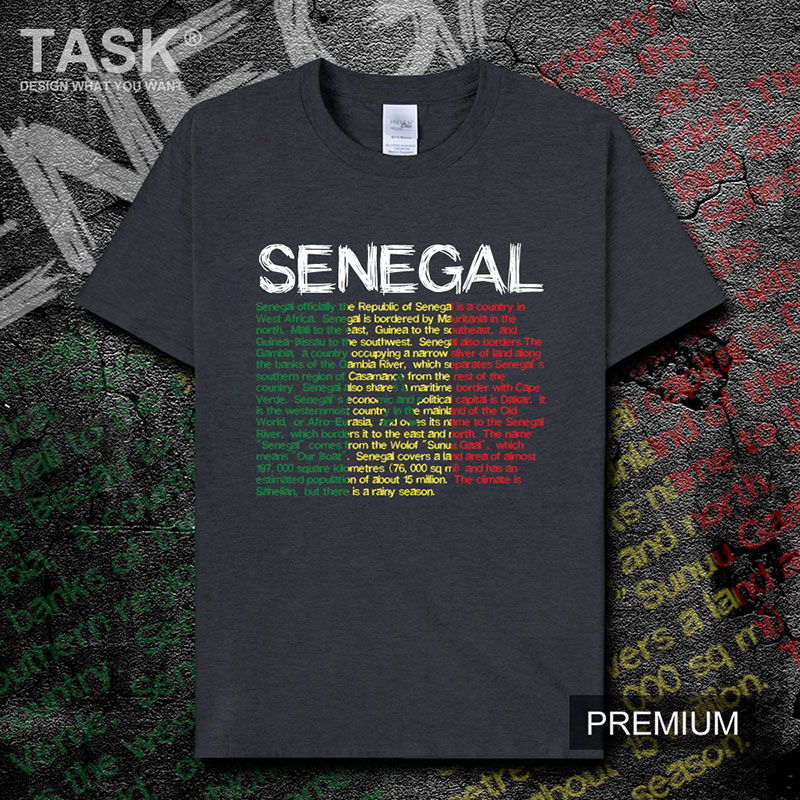 TASK Senegal in ngắn tay bông đội tuyển quốc gia mặc bóng đá bình thường mùa hè áo thun nam và nữ