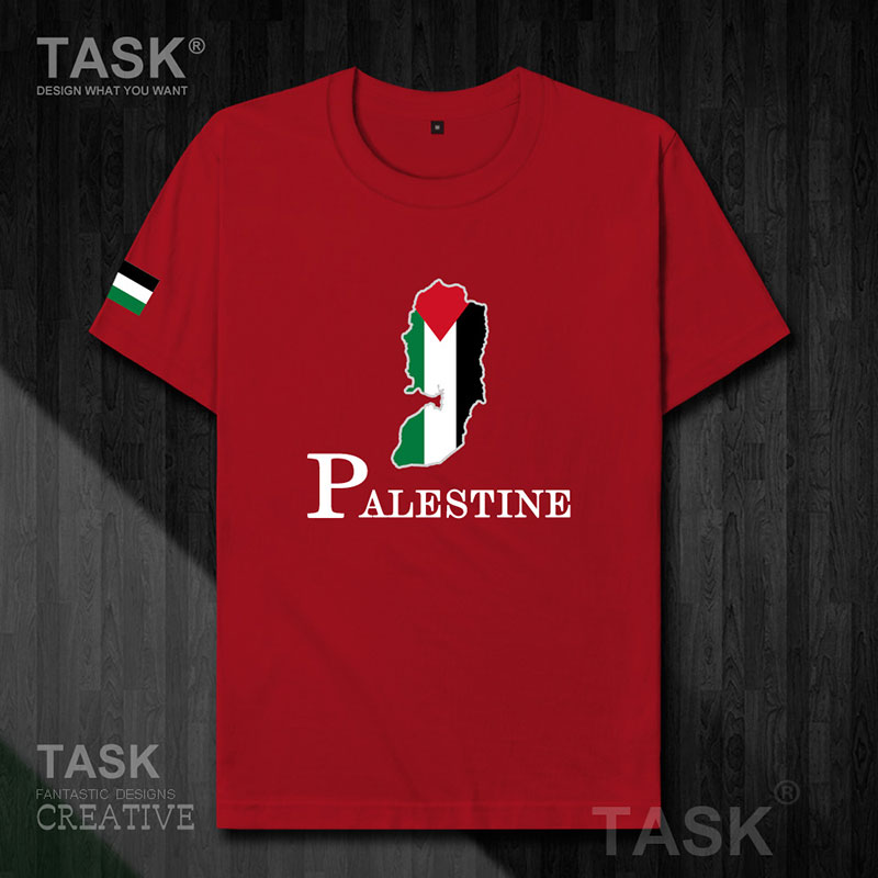 TASK Palestine Quốc Bản đồ bông ngắn SleeveT T-Shirt Phong trào nam và nữ Tops Tide 50