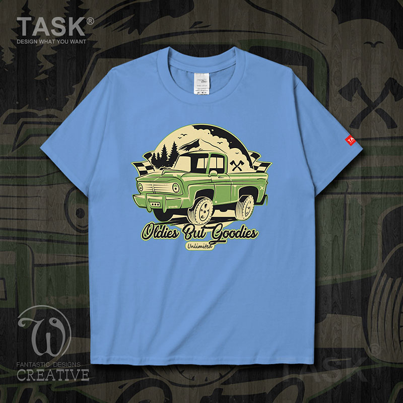 Minh họa TASK cổ điển Xe tải Vintage Nostalgic Classic Car Student Short-Sleeve T-Shirt nam và nữ Loose R-A áo 03-0007