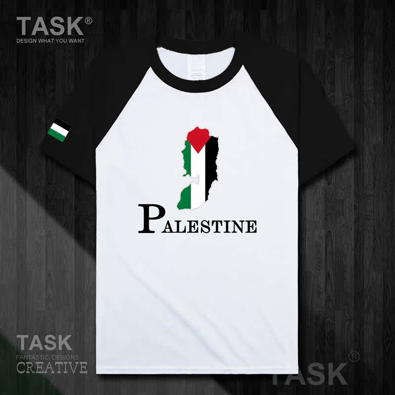 TASK Palestine Quốc Bản đồ bông ngắn SleeveT T-Shirt Phong trào nam và nữ Tops Tide 50