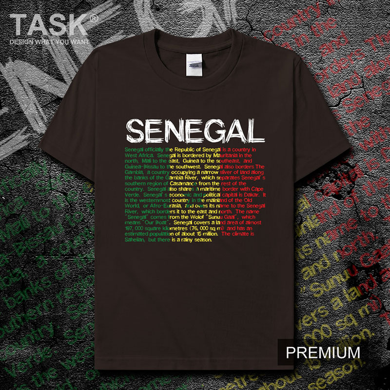 TASK Senegal in ngắn tay bông đội tuyển quốc gia mặc bóng đá bình thường mùa hè áo thun nam và nữ